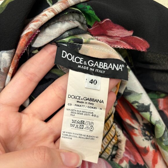 Dolce & Gabbana Silk Mixed Floral Print Long Sleeve Midi Dress - Picture 3 of 16